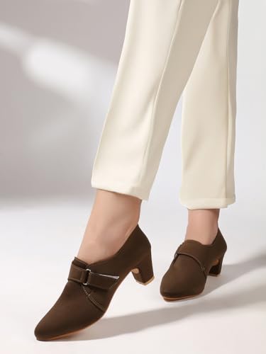 Image of Stylish Comfortable Block Pump Heels Perfect for Winter, Elegant Party Black and Brown Sandals for Womens & Girls