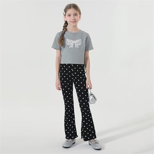 Girls Polka Dot Flare Leggings Kids Cute Slim Pants Thin Cotton High Waist Bell Bottoms Soft Stretchy Trousers2