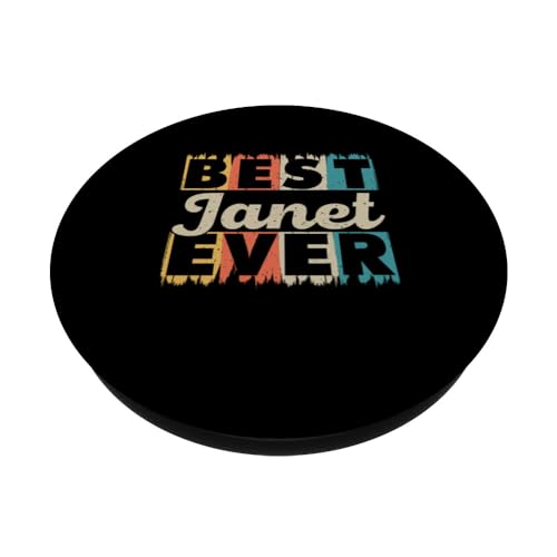 Funny Retro Personalized Name Best Janet Ever PopSockets Swappable PopGrip, Black - Image 2