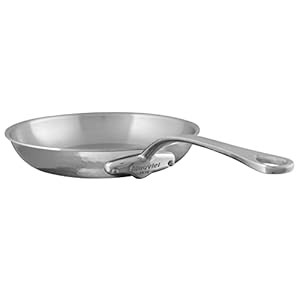 Mauviel M’Elite 5-Ply Hammered Polished Stainless Steel Frying Pan With Cast Stainless Steel Handles, 10.2-in Made In France