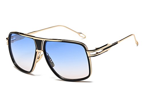 Image of Aviator Sunglasses for Men Retro Fashion Gold Oversized 70s shades