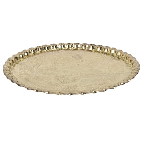 HOME DECO FACTORY - KA0114 Plateau Décoratif en Métal - Conçu pour Décoration Intérieure - Ø 47,5 cm - Polyvalent pour Table Ou Décoration - Couleur Or