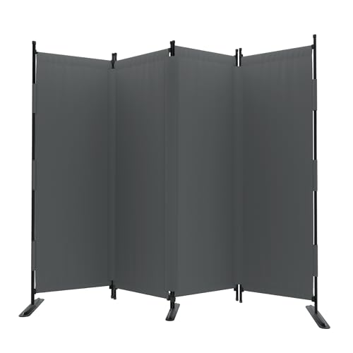Phonjoroo Room Divider, 4 Panel Upgraded Folding Privacy Screen, 88â€ Highly Secretive Separation with 3 Metal Feet, Partition Screen, Lightweight Freestanding Wall Divider Bedroom (Grey)