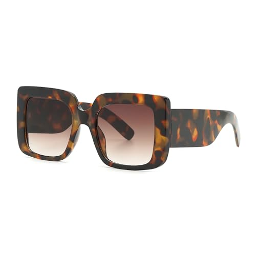 Mad Shade Sunglasses for Women & Men, UV400 Lens Protection, Brown Tortoise Square Frame with Gradient Lens, Retro Trendy Oversized Fashion Accessories, Sun Shades for Summer, Beach, Travel, Driving by Mad Shade - Used condition - US$10.48