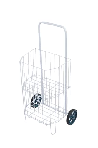 Metaltec Carrinho De Feira E Compras Reforçado Suporta 25KG Dobrável Resistente E Prático - Branco