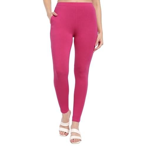 Image of ONE SKY Women Full Length Leggings | Cotton Modal Spandex Blend | High Waist Stretchable & Bio-Washed Fabric | Colour-Lock Technology | Comfortable Leggings for Women
