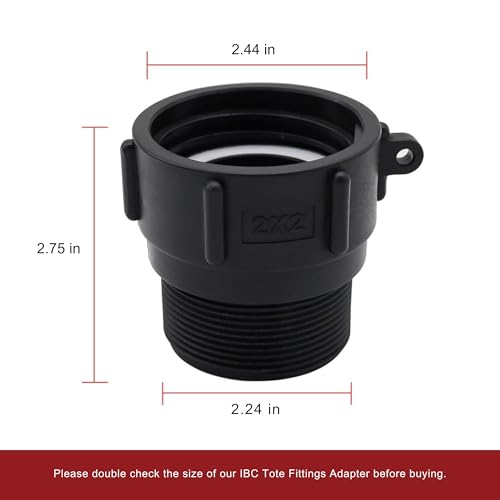 IBC Tote Adapter 2" Female Buttress to 2" Male NPT Standard Pipe Thread, Water Tank Connector for 275-330 Gallon IBC Totes, Food Grade Fittings, Drain Valve, Buttress Adapter for Garden Hose