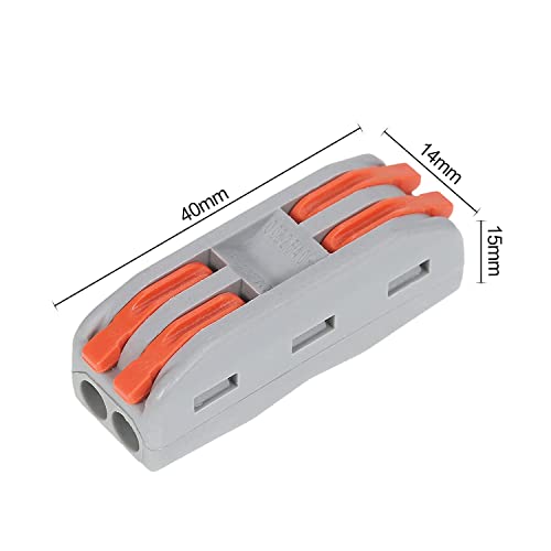 Image of 2 to 2 Inline Compact Connectors - Circuit Inline Splices - Wire Terminals - Electrical Connectors - Circuit Terminal Blocks (4pcs, 2 to 2 Inline, Orange)