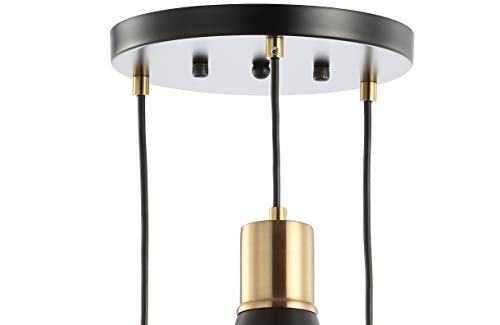 Image of JONATHAN Y Apollo Mid-Century 3-Light Pendant 15 inch, Black /Brass Gold | Modern, Adjustable Height, Metal Cone Shade, Kitchen Island, Hallway, UL Listed, Slope-Compatible, LED Bulb Included