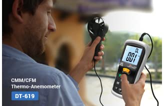 VIHELM DT-619 Digital Anemometer with connected vane probe