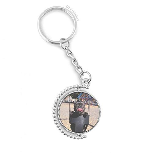 Porte-clés rotatif photo bouledogue DIYthinker anneau clé multicolore