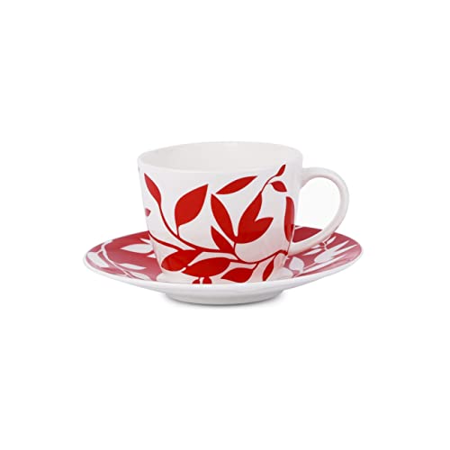 Image of Dandy Lines Royal Cups /Saucers, 200ml, Multicolor Coffee Cups & Mugs Ideal for Women /Men, Bone China, Pack of 12, Microwave & Dishwasher Safe, Great for Home Use & Gifting