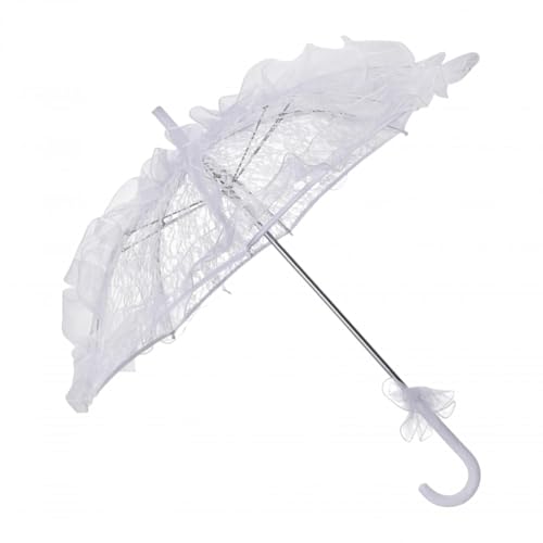 Sombrilla de encaje de 32.28 pulgadas para actuaciones en escenario, fiesta de té, decoración de bodas, fotografía, color blanco