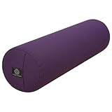 PURE SHANTI Yogabolster aus 100% Bio-Baumwolle | Nachhaltiges Bolster | Natürliche Buchweizenspreu-Füllung | Lange Yogarolle | Waschbar, Nachfüllbar | Mittelgroß: 63 x 17 cm (Violett)