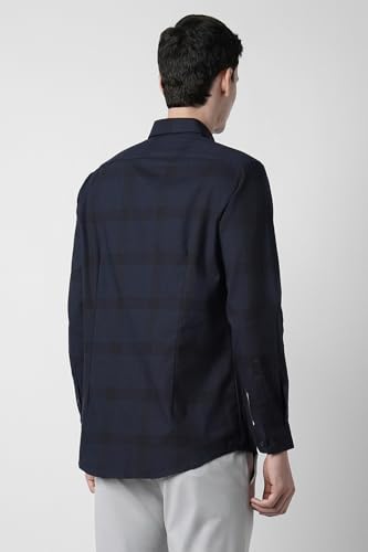 Image of Peter England Men's Classic Wonder Fabric Checkered Slim Fit Formal Shirt | Cotton Rich | Pin Point Oxford