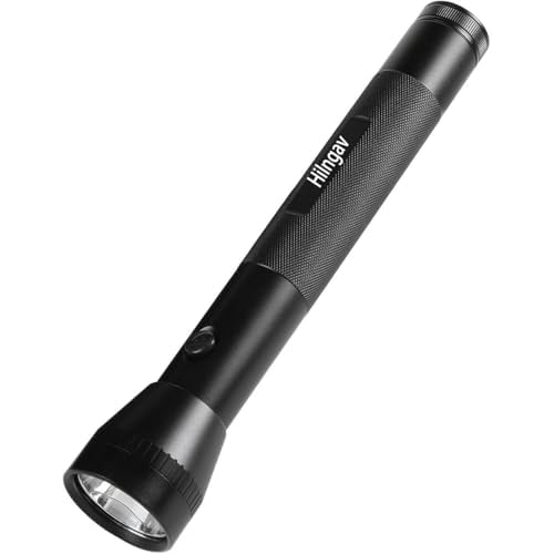 Heavy Duty 3-Cell D Battery LED Big Flashlights, Single Mode, Aluminum Alloy Torch, Rugged Metal Large Flashlight for Outdoor Adventures and Home Emergency Power Outages (1 Pack)