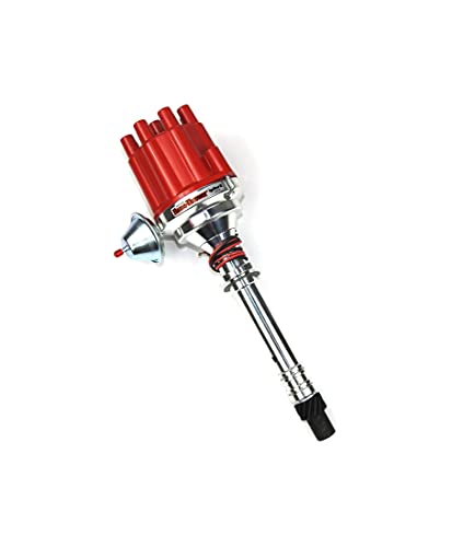 PerTronix D100701 Flame-Thrower Plug and Play Vacuum Advance Red Cap Billet Electronic Distributor with Ignitor II Technology for Chevrolet Small Block/Big Block