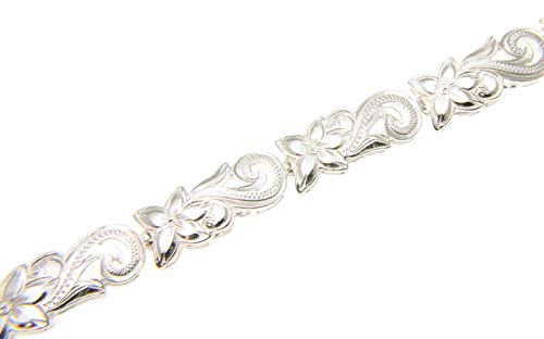 Arthur's Jewelry 925 sterling silver Hawaiian plumeria flower scroll cut out bracelet 7