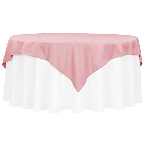 RCZ Decor Dusty Rose/Mauve Polyester Square Overlay/Tablecloth - 72" (1 Pc) - Premium Quality, Wrinkle-Free, and Machine Washable for Weddings & Events