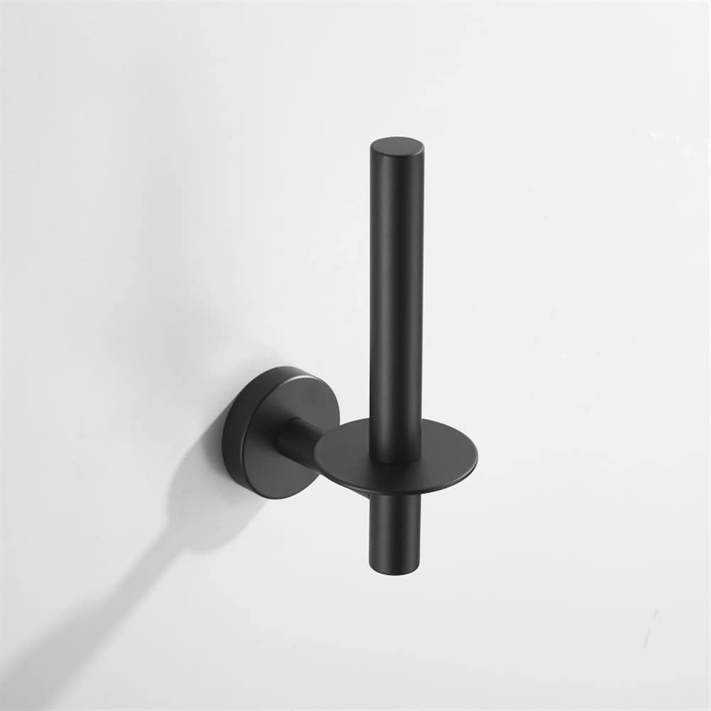 Estantes de baño Portarrollos de Papel higiénico montado en la Pared de Acero Inoxidable, Portarrollos de Papel Vertical Negro Mate o Cepillado, Portarrollos de Cocina (Color : Black)