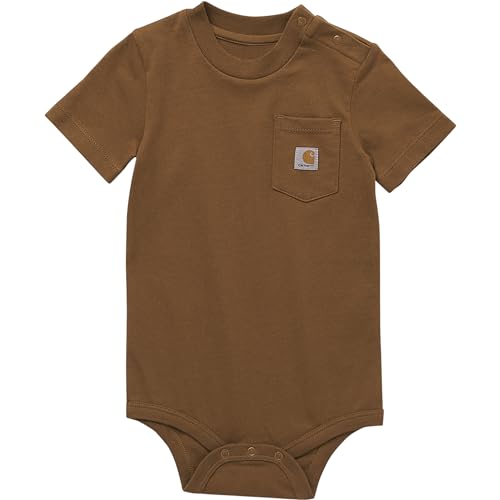 Carhartt Kid's CA5004 Short-Sleeve Pocket Bodysuit - 24 Months - Carhartt Brown