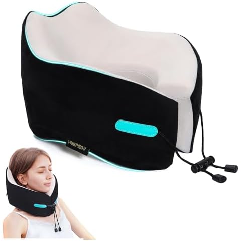KEEPMOV Travel Neck Pillow - Travel Pillows for Airplanes, 100% Pure Memory Foam Neck Pillow for Flight Headrest Sleep (Black) Cover