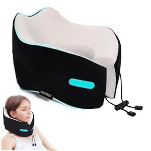 KEEPMOV Memory Foam Travel Pillows: Neck Pillows for Travel – Airplane Pillow with 360-Degree Head Support | Portable Adjustable Traveling Pillow for Car & Train Bus (Black)