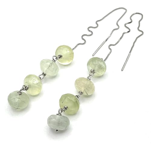 Boucles prehnite verte anti-allergie argent 925 minimalistes d'Italie