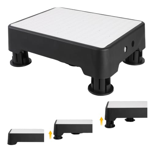 Image of Adjustable Step Stool for Adults, Toddler Step Stools, 700 LBS Capacity Non-Slip Safety Step Platform for Elderly and Kids, Portable Stair Assist for Cars, Bedside, Kitchen, and Shower, White