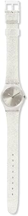 Swatch Lady Women's Watch Casual Polymer Transparent Quartz Waterproof Silver Glistar Too