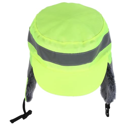 INOOMP Fluorescent Reflective Trapper Hat, Fleece Lined Thermal Cap Green