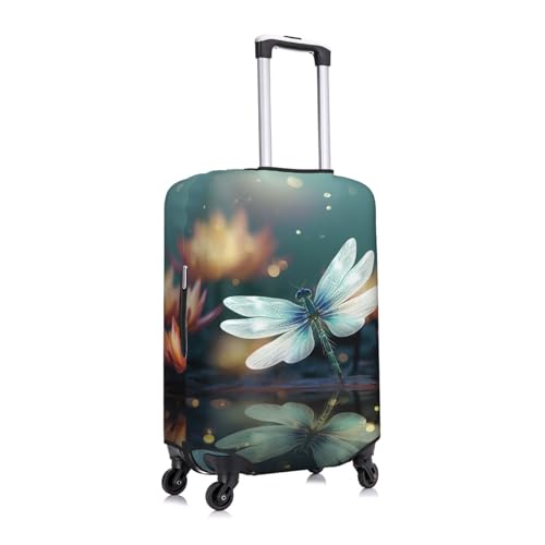 Travel Luggage Cover Fashion Suitcase Protector Dragonfly with Water Lily Spandex Baggage Covers Washable Suitcase Covers Anti-Scratch Luggage Cover Protectors Fits 18-32 Inch Suitcases Large2