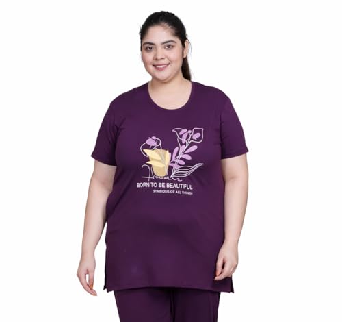 Image of In Love Women's Plus Size Longline T-Shirt with Side Pocket, 3 /4 Sleeve, Crew Neck