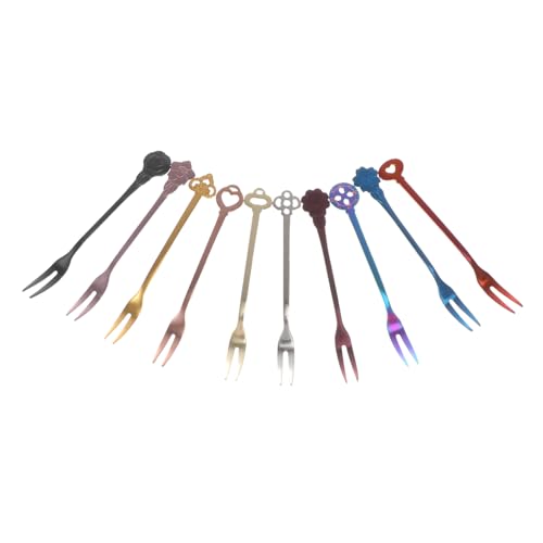 TIDTALEO 10pezzi Forchettine Acciaio Inossidabile Per Frutta e Dessert Eleganti Accessori Per Tavola Da Feste Matrimoni e Ristoranti Per Snack Insalate e Dolci