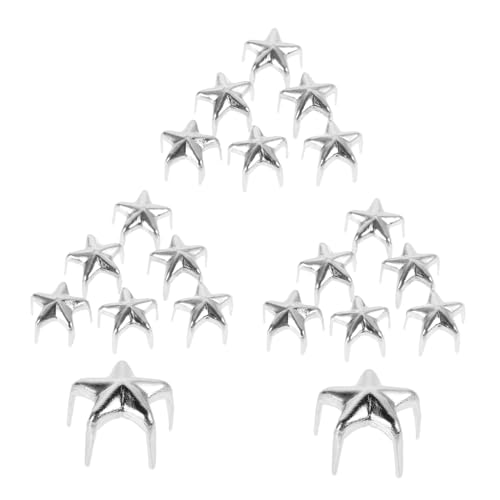 BESTYASH 20pcs Five-Pointed Star Nailheads Bag Shoes DIY Decorations Mini Star Shaped Rivets Metal Claw Studs for Accessories Silver
