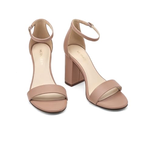 Women's Sandals Open Square Toe Sandals Ankle Strap High Kitten Heels Stilettos Square Open Toe Dressy Sexy Shoes for Women Chic Heeled Sandals4