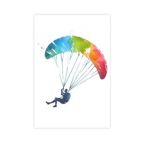Peinture aquarelle parapente tableau decoration murale grand format