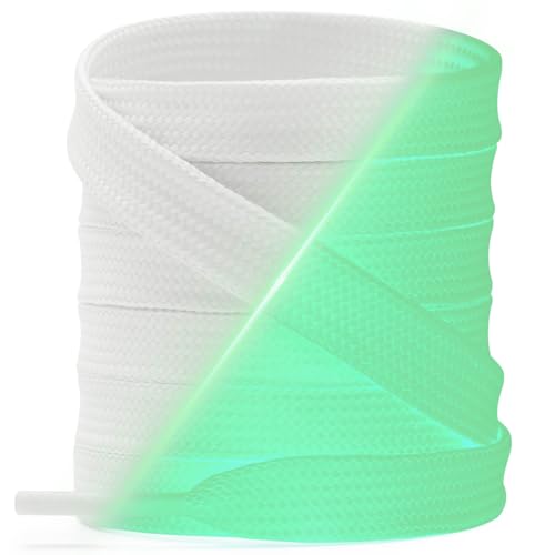 YJRVFINE Flat Luminous Shoe Laces: 39 White Glow in the Dark Shoelaces
