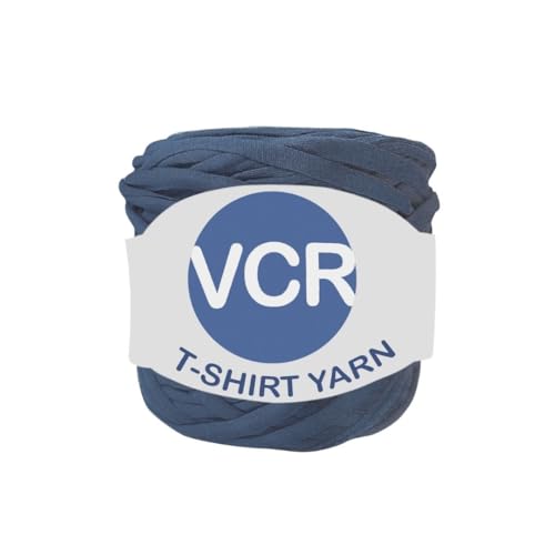 Image of VCR Prussian Blue Big T-Shirt Yarn, 100 Meters Length, Recycled & Fashionable Craft Yarn, Pack of 1, Suitable for Crochet, Knitting & DIY Bags, Baskets, Cushions & Home Decor Projects