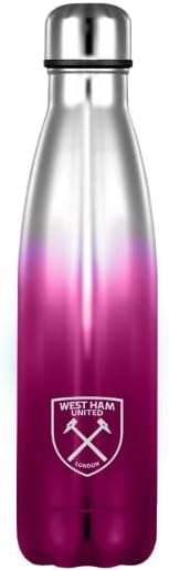 West Ham United FC Water Bottle Stainless Steel Metallic Flask Ombre Bottle Official Merchandise