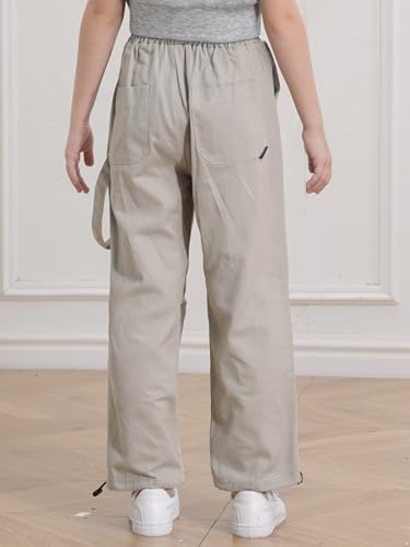 Boys Girls Cargo Parachute Pants Kids Elastic Waist Y2K Trousers with Multi-Pockets Jogger Sweatpants3