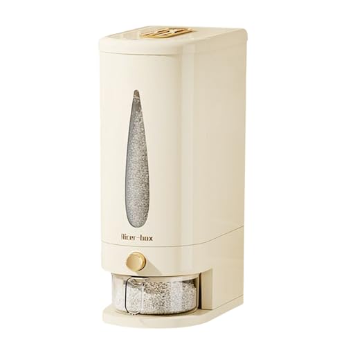 Contenedor de almacenamiento de arroz | Dispensador hermético de cereales con ventana transparente, con control de botón y taza medidora | Recipiente de almacenamiento de cereales sellado a prueba de