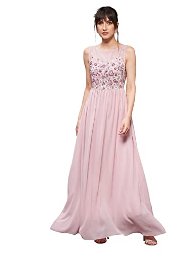 Image of Miss Chase Women's Round Neck Sleeve Embellished Fit Flare Maxi Dress