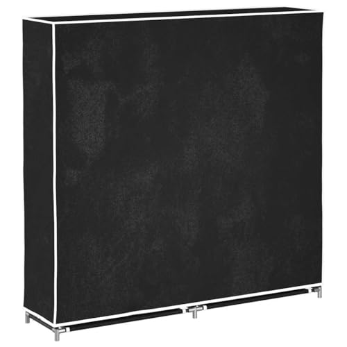 Double étagère à chaussures grand format en tissu avec couvercle zippé noir - 8