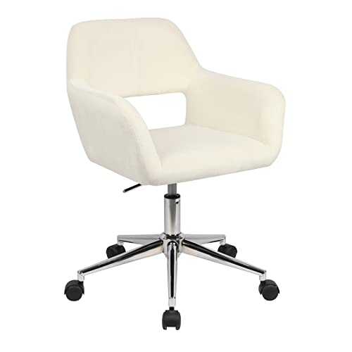 SVITA Jill Chaise pivotante réglable en hauteur avec accoudoirs et roulettes Revêtement en velours Beige