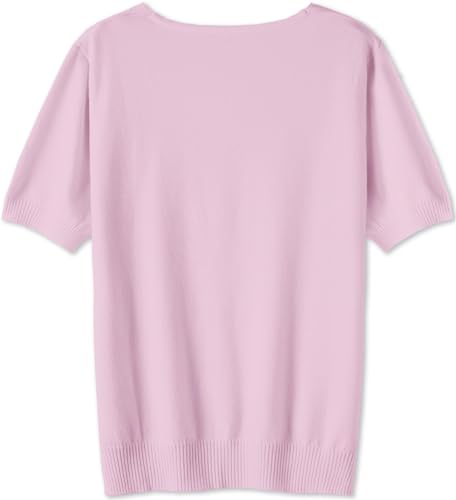 Image of DAIMIDY Women's Short Sleeve Sweaters Lightweight Summer Sweater Casual Knit Pullover Tops