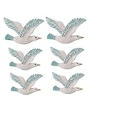 BIUDECO 6 piezas Adornos de Pared de Gaviotas de Resina Decoración Náutica Colgante para Salón Bar y Ornamentos Creativos para Pared