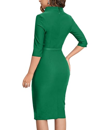 Image of MUXXN Women's 1950s Vintage 3 /4 Sleeve Elegant Collar Cocktail Evening Dress