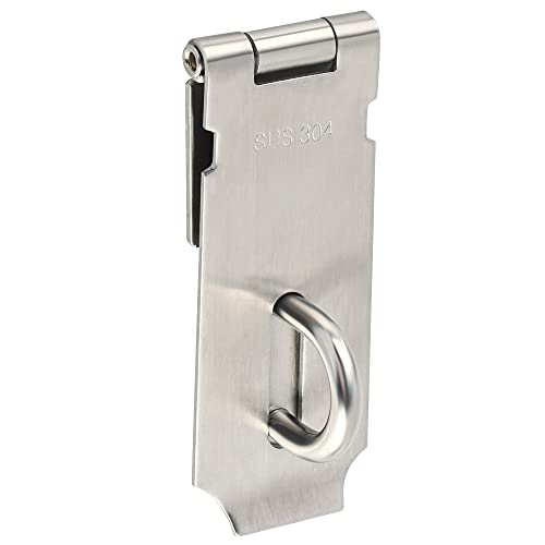 Sayayo SUS304 Stainless Steel Padlock Hasp Door Lock Shed Lock 4-Inch Heavy Duty Hasp and Staple Door Clasp Gate Latch Silver(Not Include Padlock) EMS9