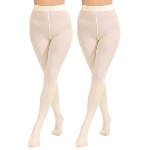 Image of Paralinda 2 Pairs Women's Solid Color Tights 80D, Soft Opaque Microfiber Tights